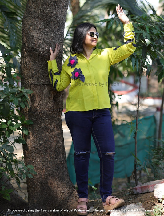 Denim Flower Shirt