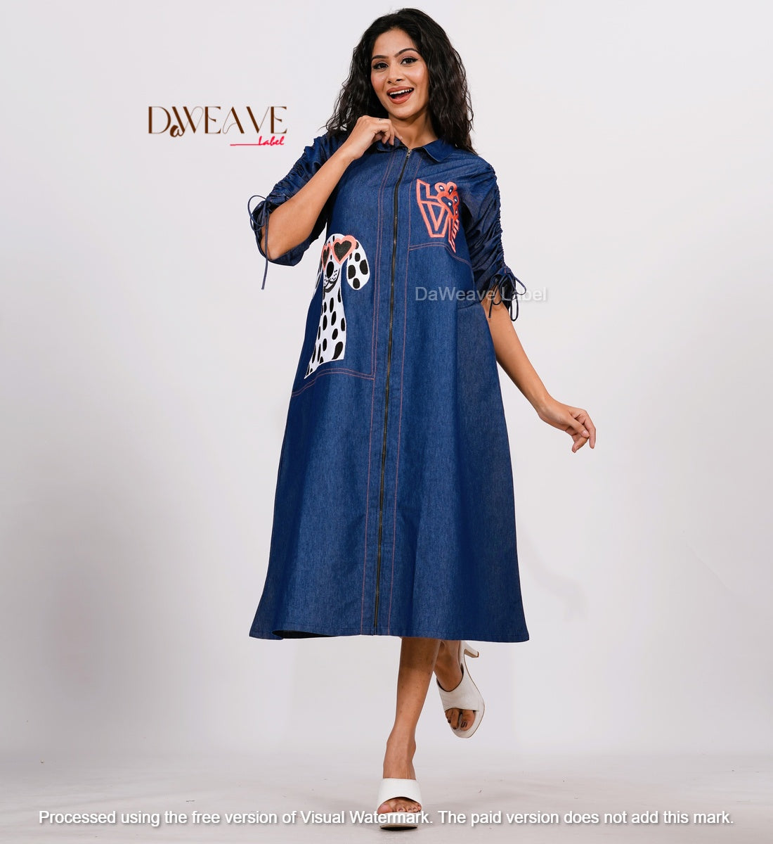 Blue Barking Denim Dress