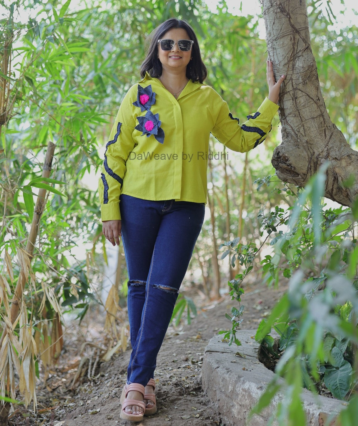 Denim Flower Shirt