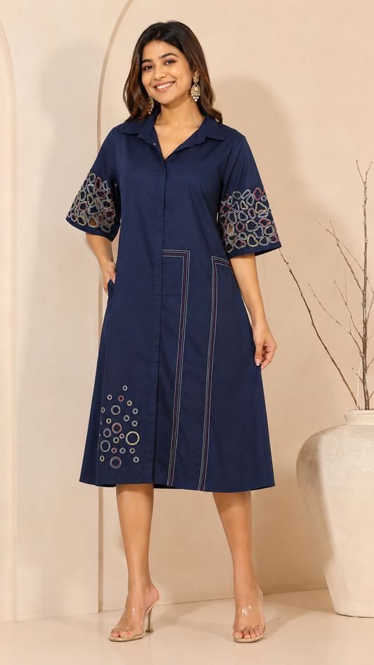 Navy Mosaic Dress