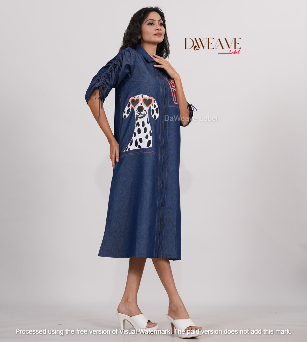 Blue Barking Denim Dress