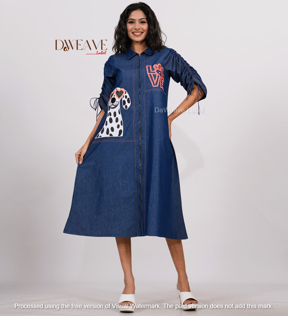 Blue Barking Denim Dress
