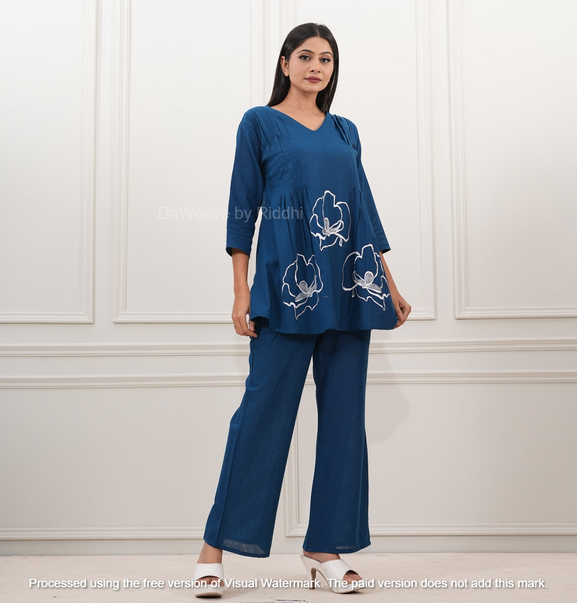 Pleated abstract Coord- Blue
