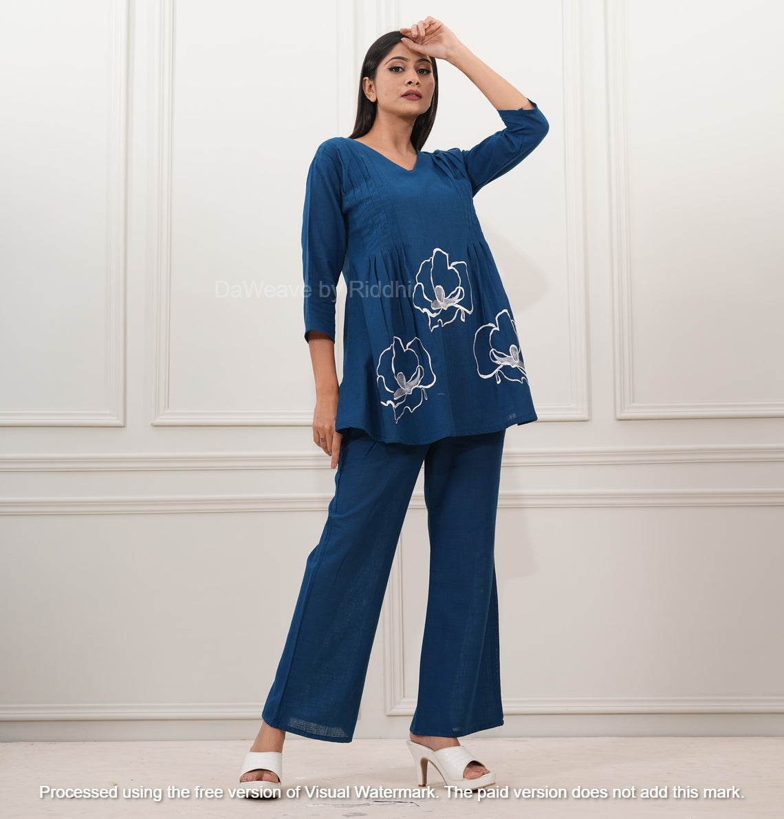 Pleated abstract Coord- Blue